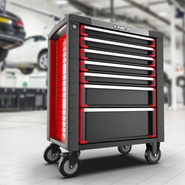 Kinbox 7 Drawer Heavy Duty Steel Toolbox and Metal Storage Cabinets Work Benches Tool Chest Cart  for Garage Storage 229pcs Tool