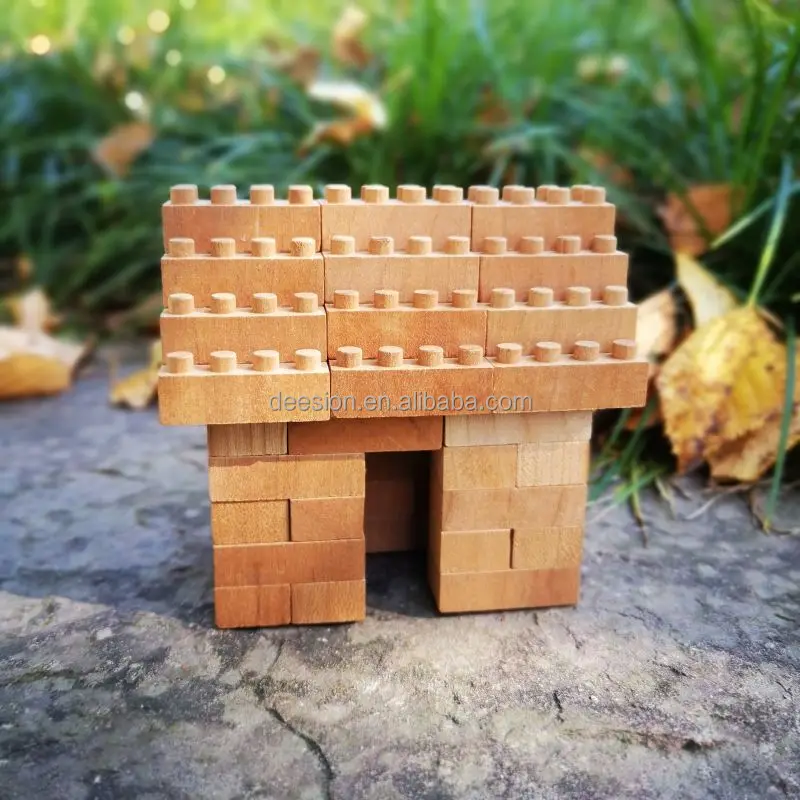 Wooden DIY brick toys small house ready for build up BPA free nature color Christmas gift birthday gift for kids and adult