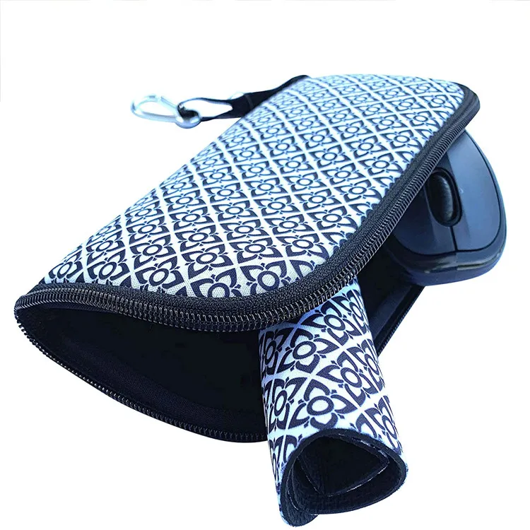 Travel Mouse Case Electronics Organizer Bag Laptop Cord Cable Accessory Pouch with Extra Rolled Up Travel Mouse Pad