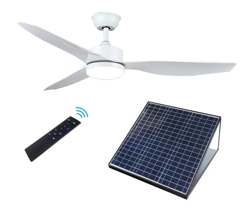 52 дюйма DC солнечный потолочный вентилятор алюминиевая панель с подсветкой вентилятор возобновляемой энергии лампа Солнечный вентилятор