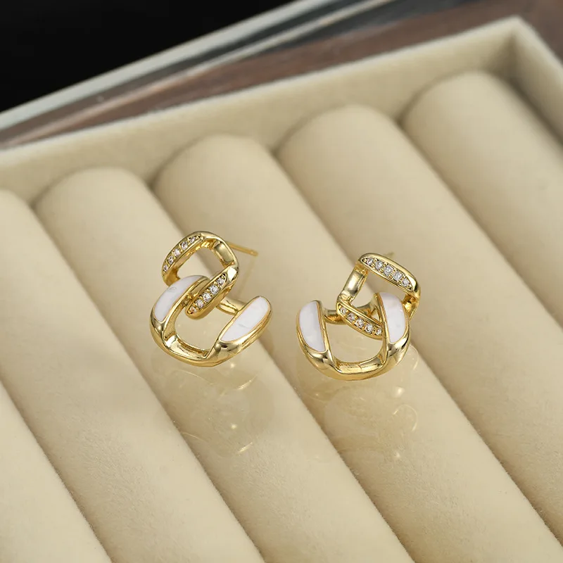 S925 Silver stud earrings Women geometric sugar square earrings simple fashion drop oil earrings