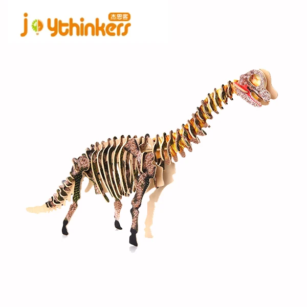 joythinkers Laser Cutting 3D Wooden Dinosaur Puzzle large toy triceratops dinosaurs for Kids Jurassic dinosaur world Model