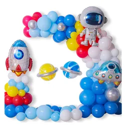 Aerospace Theme Kids Birthday Party Backdrop Photography Accessories Supplies Airplane  Bus UFO Astronaut Latex Balloon Garland