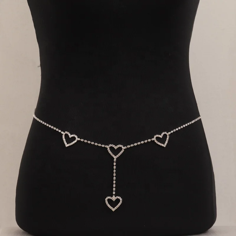 Новая модная позолоченная цепочка на живот со стразами, сексуальная модель, цепочка на талию в форме сердца, оптовая продажа