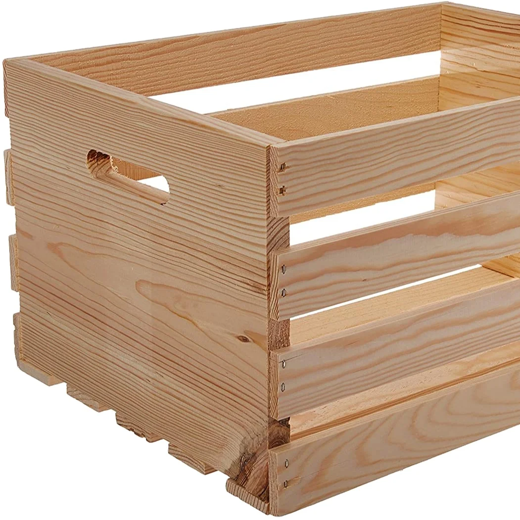 
Houseworks Large Crates & Pallet Wood Crate, Solid Wood Storage, Wooden Create/Display Fruit Box 