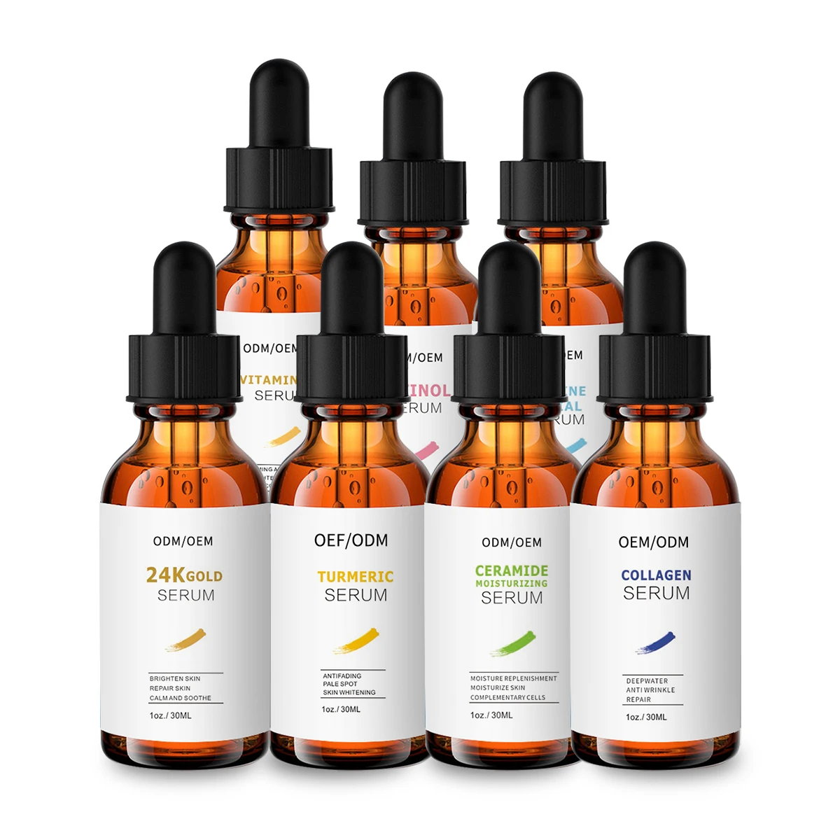 Private Label Whitening Anti-Aging Facial Vitamin E Niacinamide Acne Anti-Aging Retinol Vitamin C Hyaluronic Acid Facial Serum