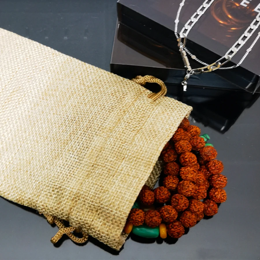 Burlap Linen Jute Drawstring  customizable logoparty dinner gift packaging bagwedding candycoffee beans jewelry gift bag