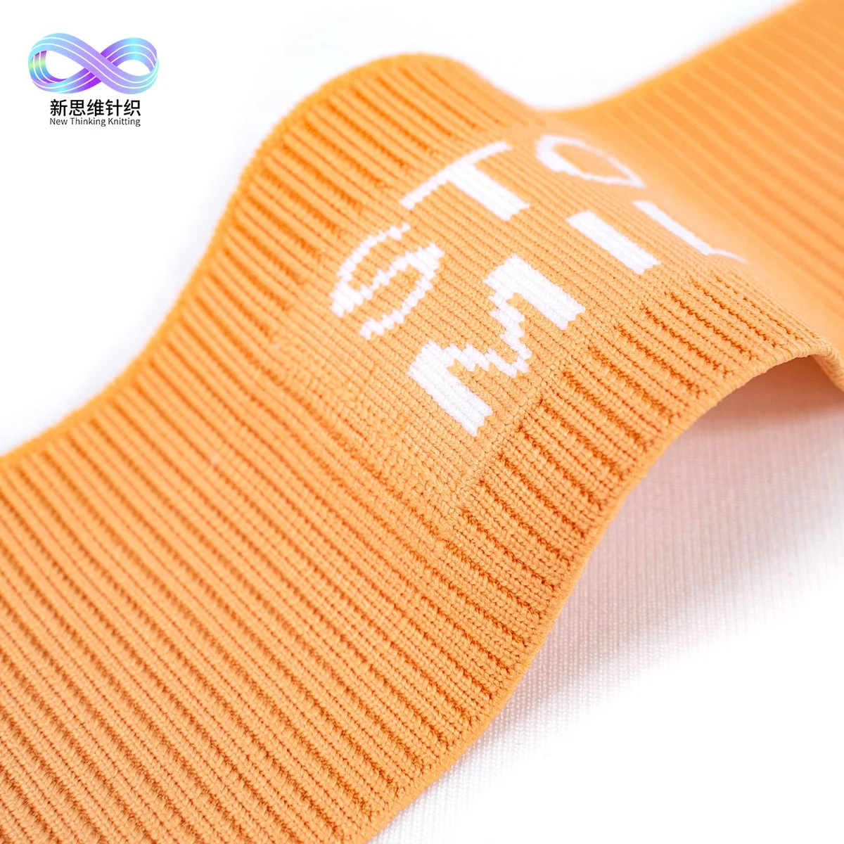 
Rib fabric knitted trim with customized logo for casual custom 