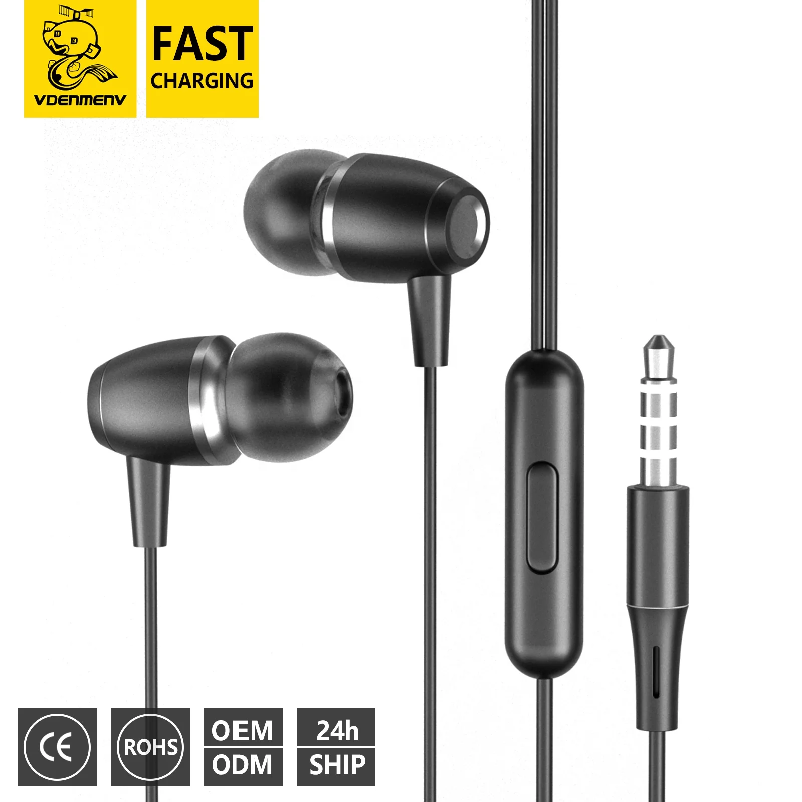 Denmen Headphones 1.2m Wired Headphones for Apple Air Android 1.2m 3rd Generation New Upgraded Wired Headphones Hi-Fi