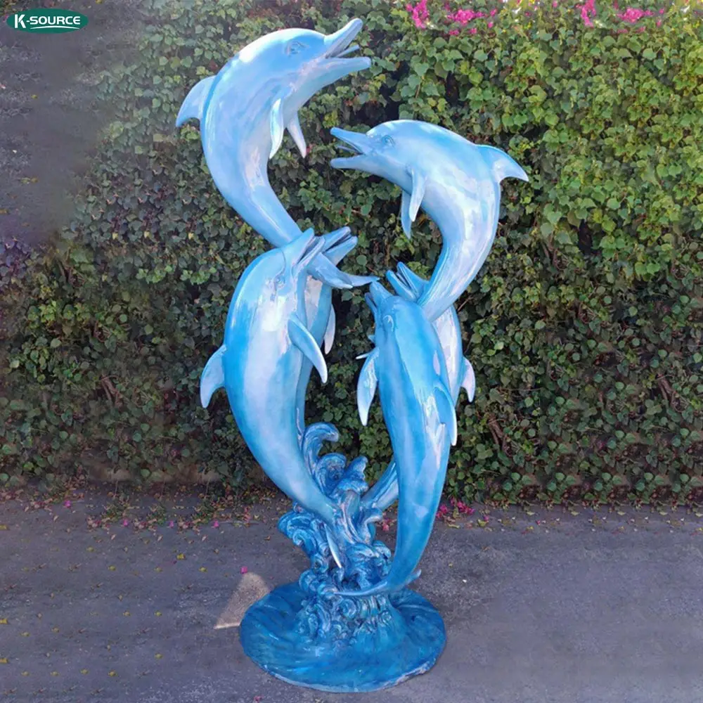 Fountain sculpture a group of dolphins custom waterscape bronze sculpture home  city school park and other decorations