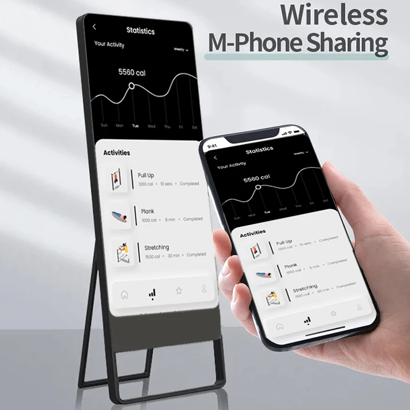 Tystart Home Gym Full Size Body Smart Workout Mirror Exercise Digital Smart Fitness Mirror