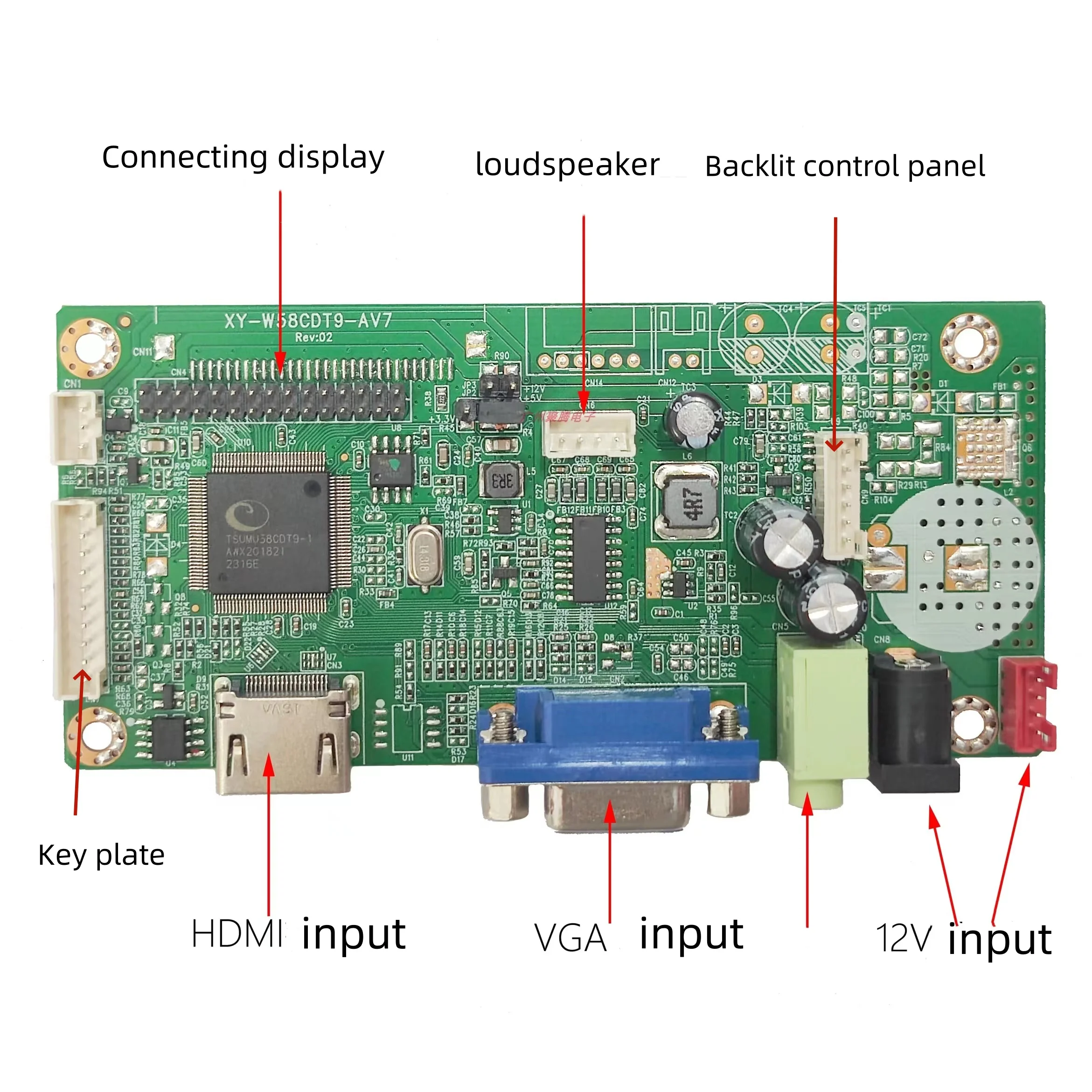LCD controller board Compatible-HDMI VGA DVI Input lvds Audio output support resolution bit FHD LCD panel