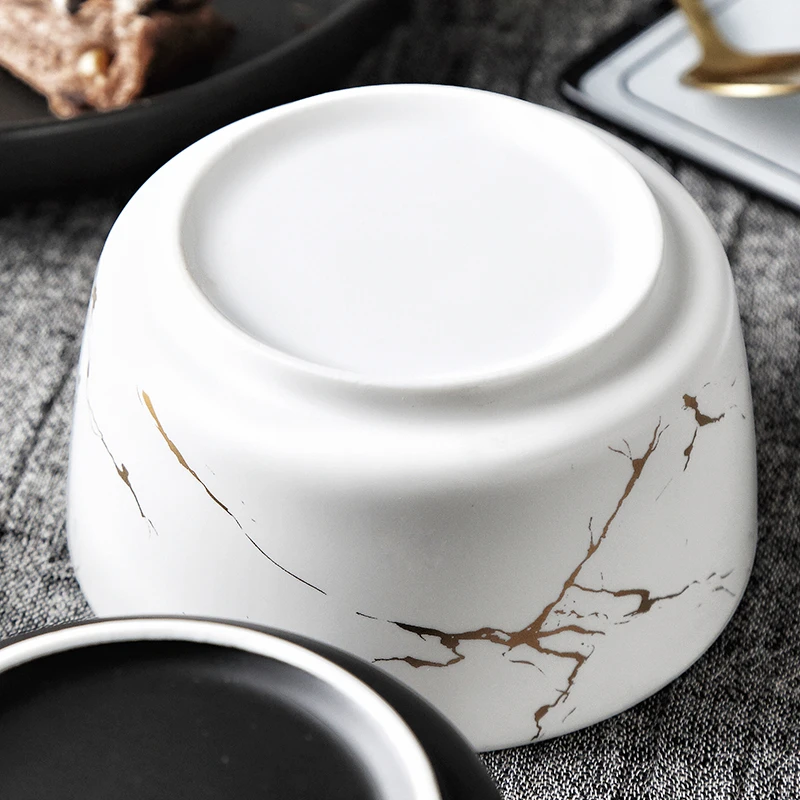 Wholesale Ceramic Soup Bowls for Kitchen Marble Ramen Serving Bowl Set