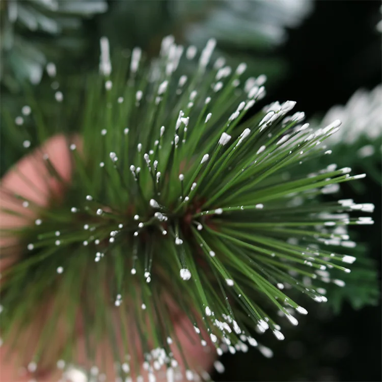 Custom High Quality 120-300cm Pine Needle Red Berry PE PVC Leaf Big Green Automatic Christmas Tree With White Snow Flock Tips