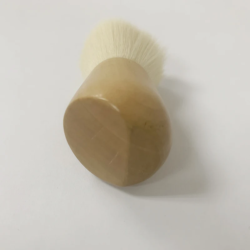 Custom Logo Professional Foundation Synthetic Kabuki Brushes Handle Makeup Tools Mask Opp Bag Packing Fan Brush with Short Wood