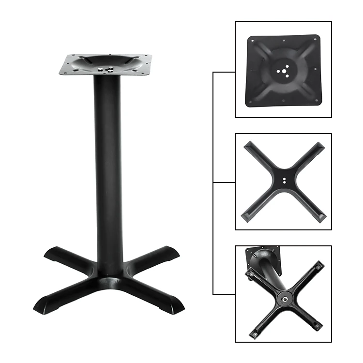 Cross die cast iron table legs black industrial dining table base