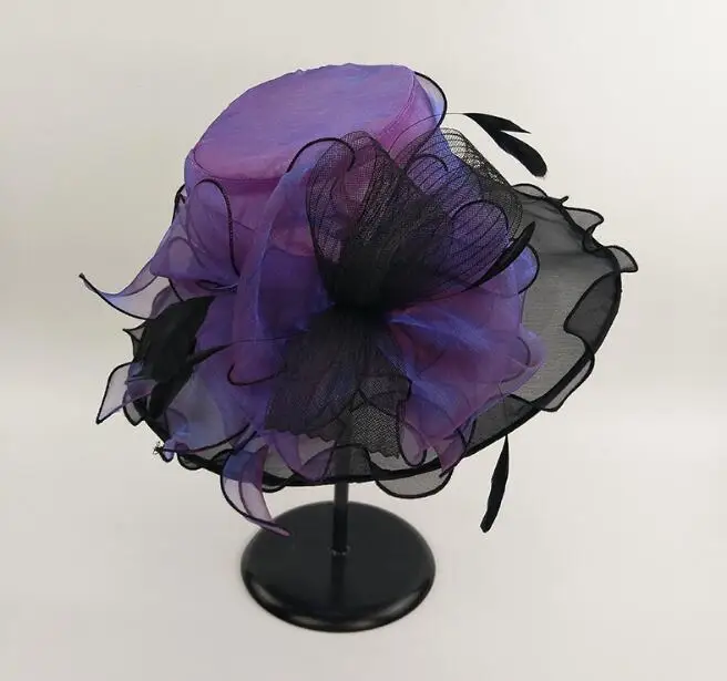
Fashion Elegant Decorate Sinamay Women Dress Church Hats With Feather 