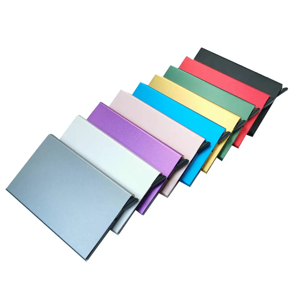 Custom Laser Logo Business Gifts Pop up Card Holder Aluminum Metal RFID Blocking Popup Mens Credit Card Holder