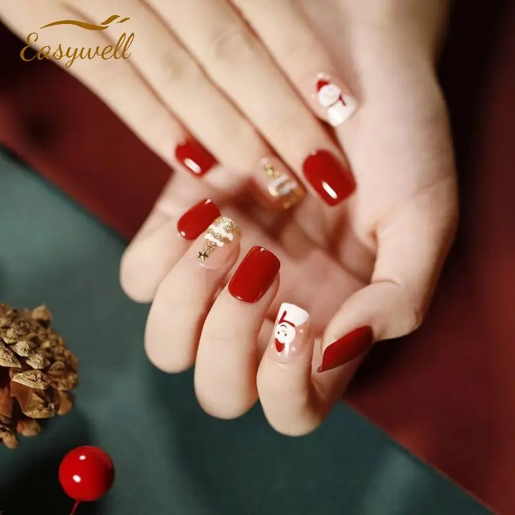 Custom Nail Short Square Hand-made Quality French False fake-Nails  press On Nails for wholesale