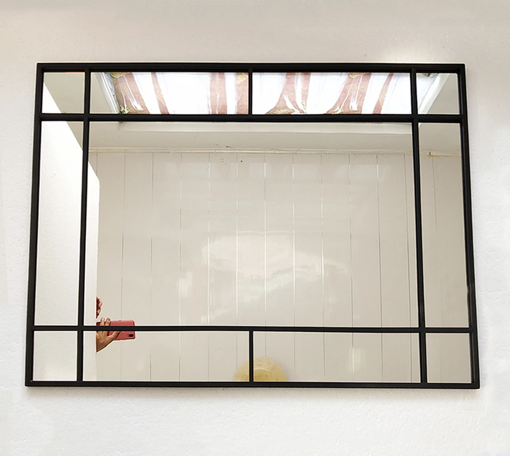 Modern Big Black Iron Framed Large Body Long Full Length Dressing hang Window Pane Rectangle Wall Mirror Espejo Miroir