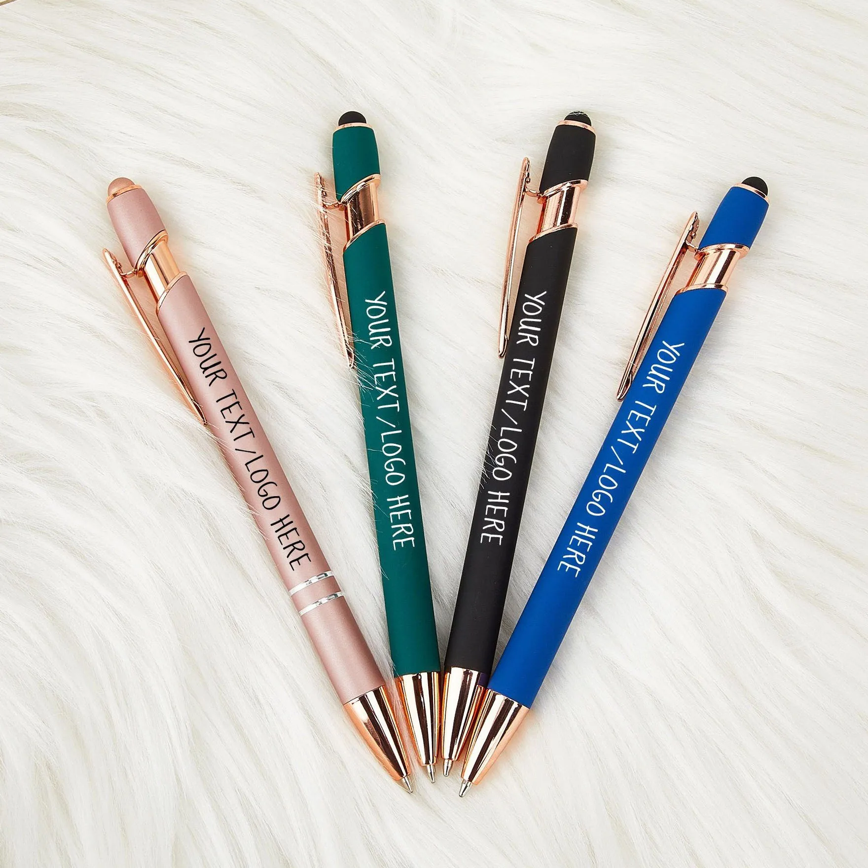 Novelty Touch Metal Aluminium Customized Pen Ballpoint Pens Wholesale Luxury Rose Gold Metal Office Touch Screen Promotional Pen
