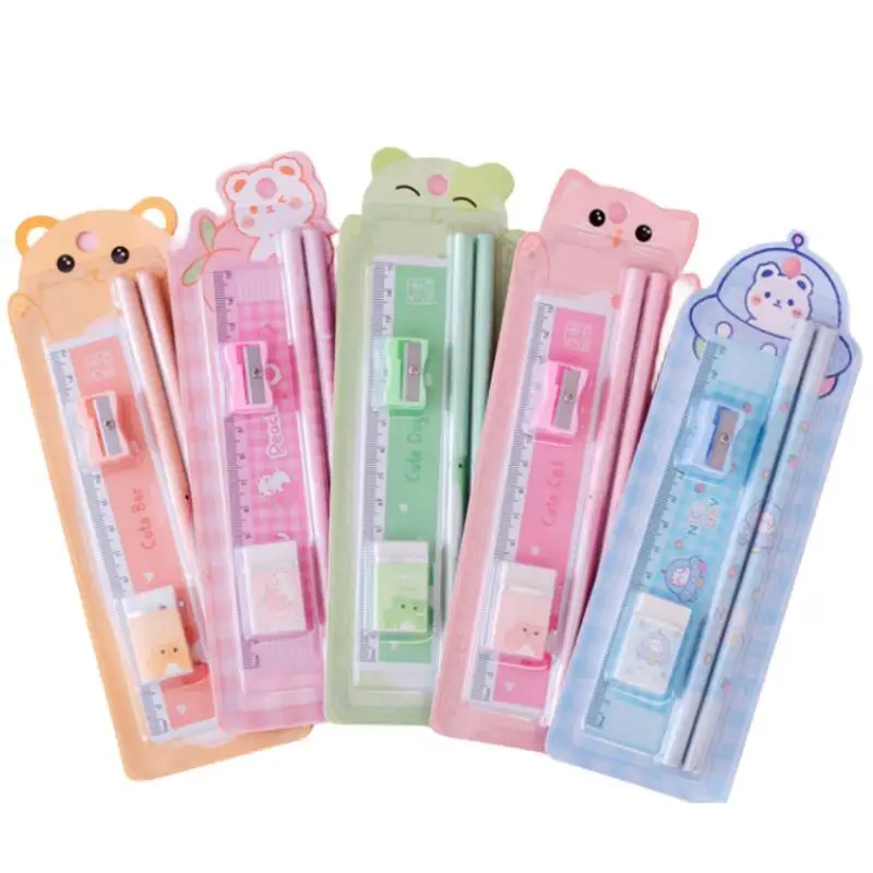 Stationery Set Pencil Eraser Ruler Sharpener School Supplies Set for Children, Gifts for Birthdays, Anniversaries, and Christmas