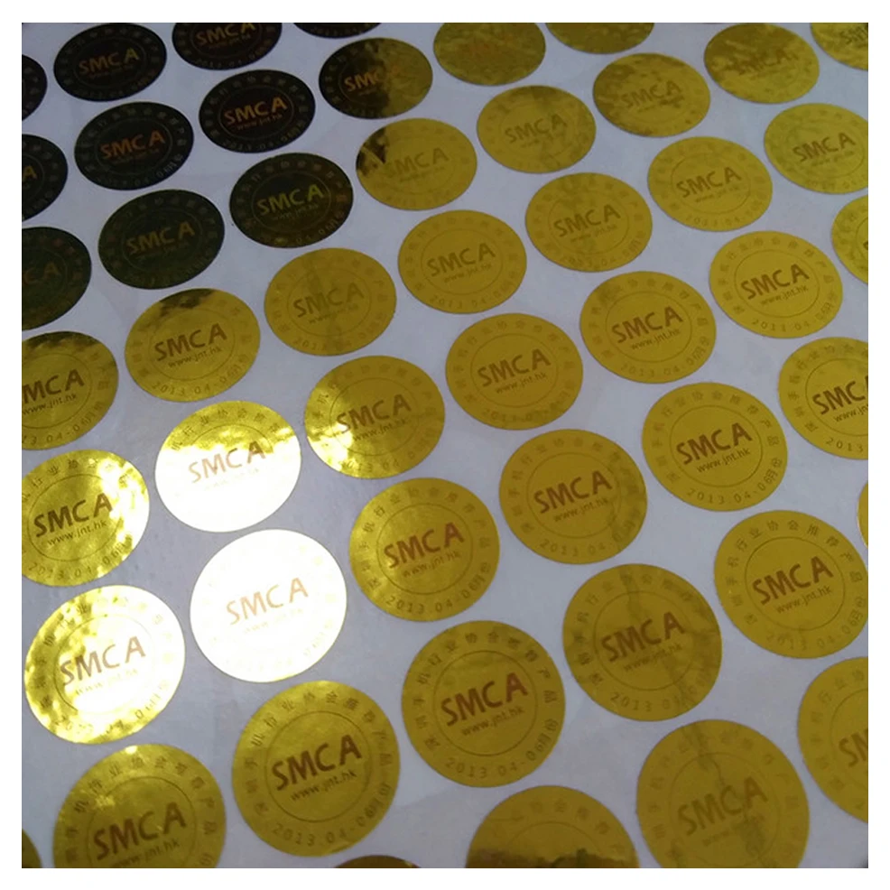 High quality self adhesive watermark hologram overlay hot stamping euro foil sticker