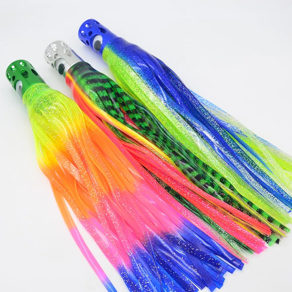 Factory Price high speed tuna lures trolling marlin big game fishing marlin lure skirts Metal Head deep diving trolling lures