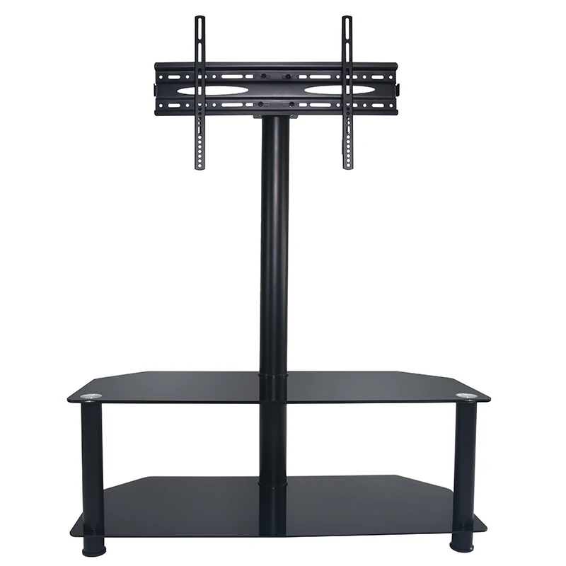 Two layers TV floor stand glass tv stand with upper mount