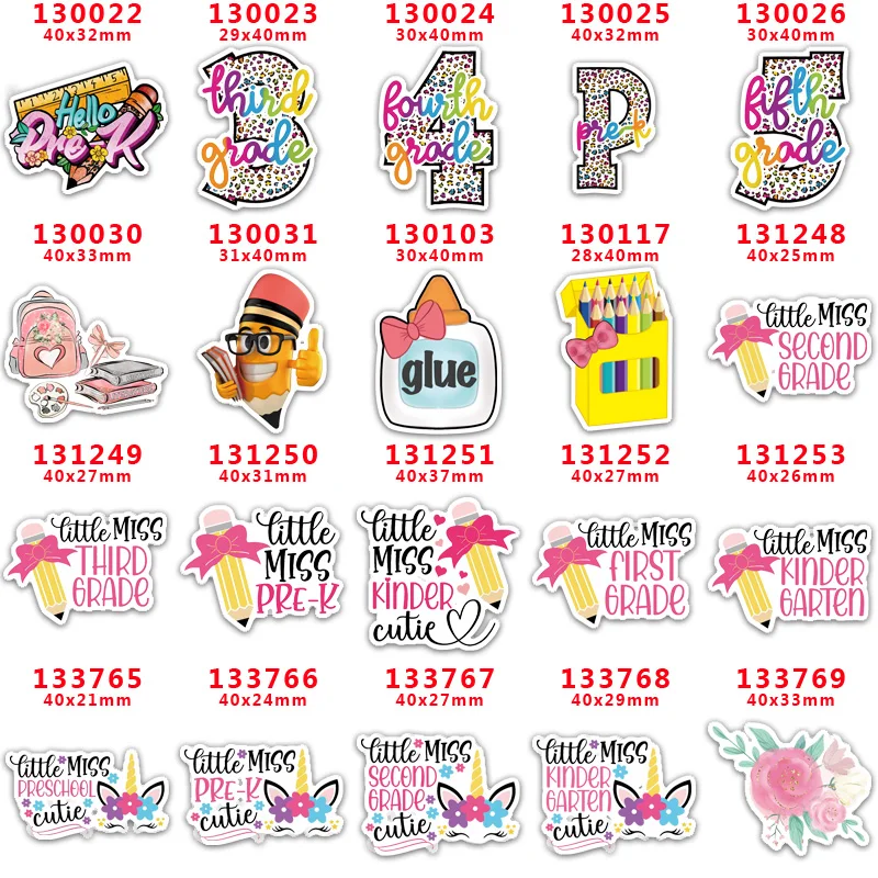 Back to school Printed Planar Resin Flatback 50pcs/lot for Charms DIY Bow Craft Supplies Phone Decorations