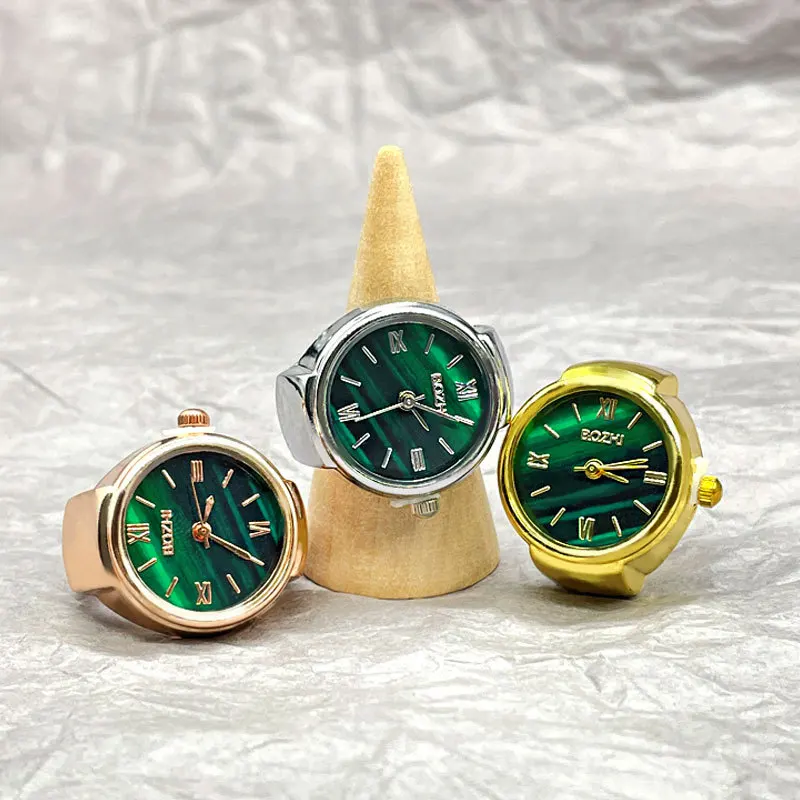 Factory wholesale customized high-grade green dial rose gold ring watch for men women