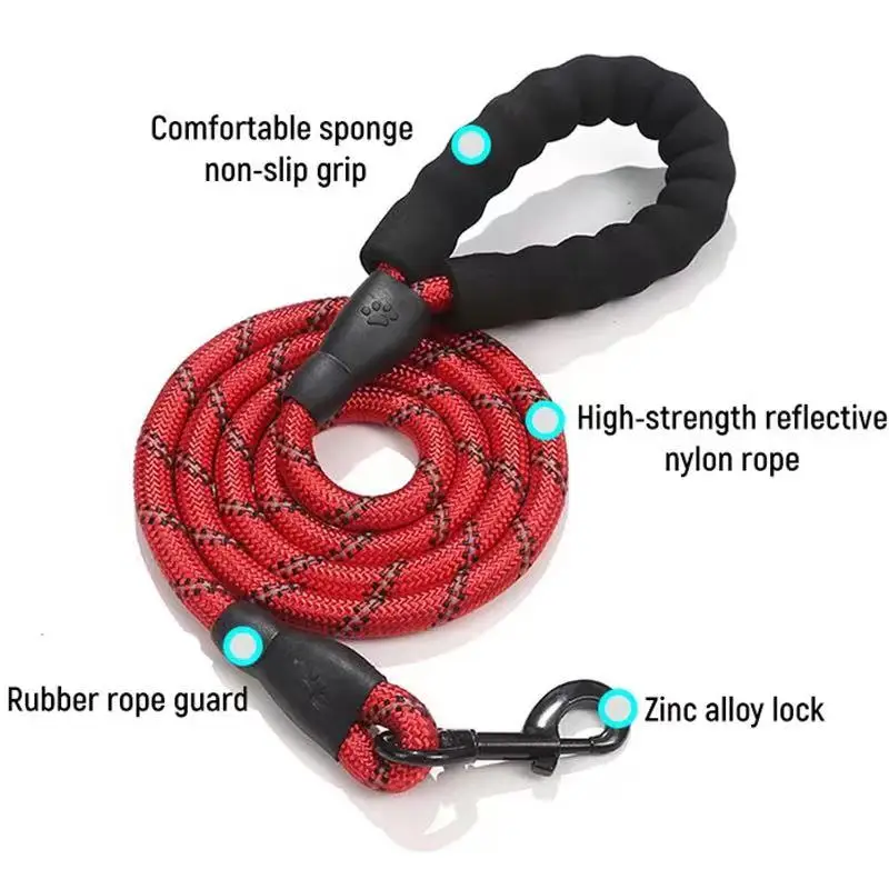 Strong Reflective Nylon Braided Climbing Rope for medium and large Dog heavy duty nylon rope dog Leash