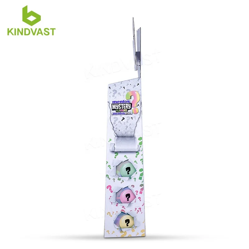 Template DIY Cardboard Standing Paper Corrugated Floor Display Shelves For Supermarket Commercial Chewing Gum Promotion Retail