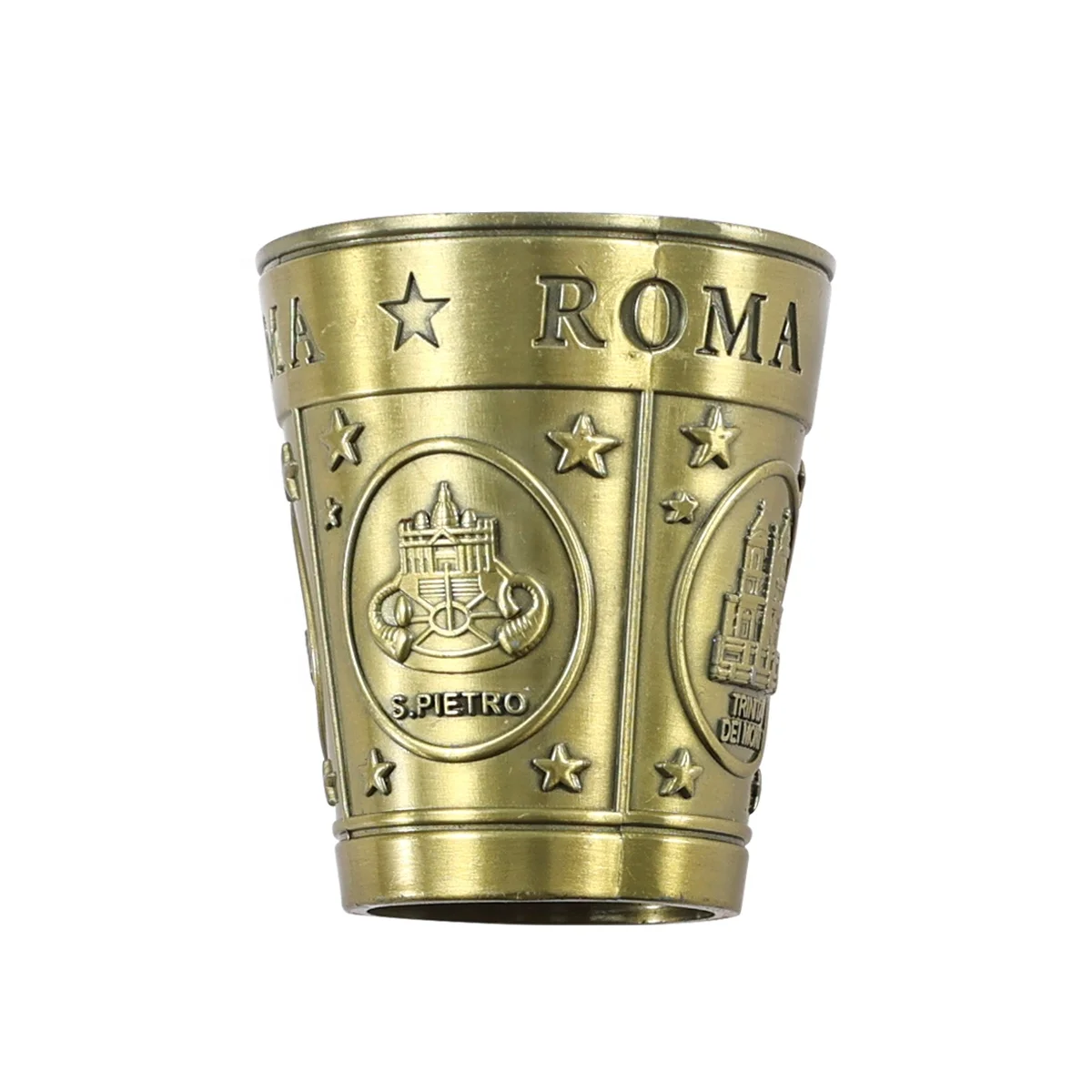 Custom logo personalized unique vintage tourist souvenirs engraved metal craft Roman metal cups