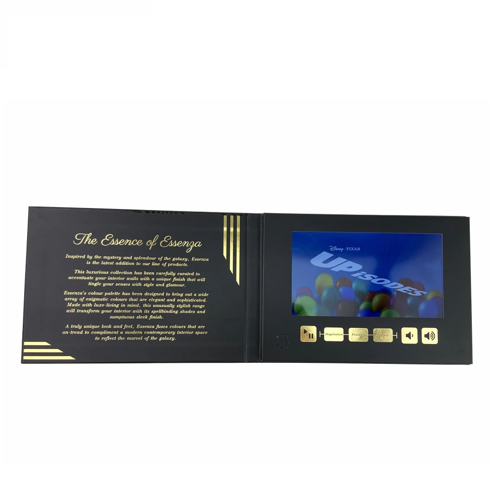 Promotional 7 Inch Lcd Screen Book Video Brochure A4 Video Greeting  Paper Card For Marketing Advertising Business