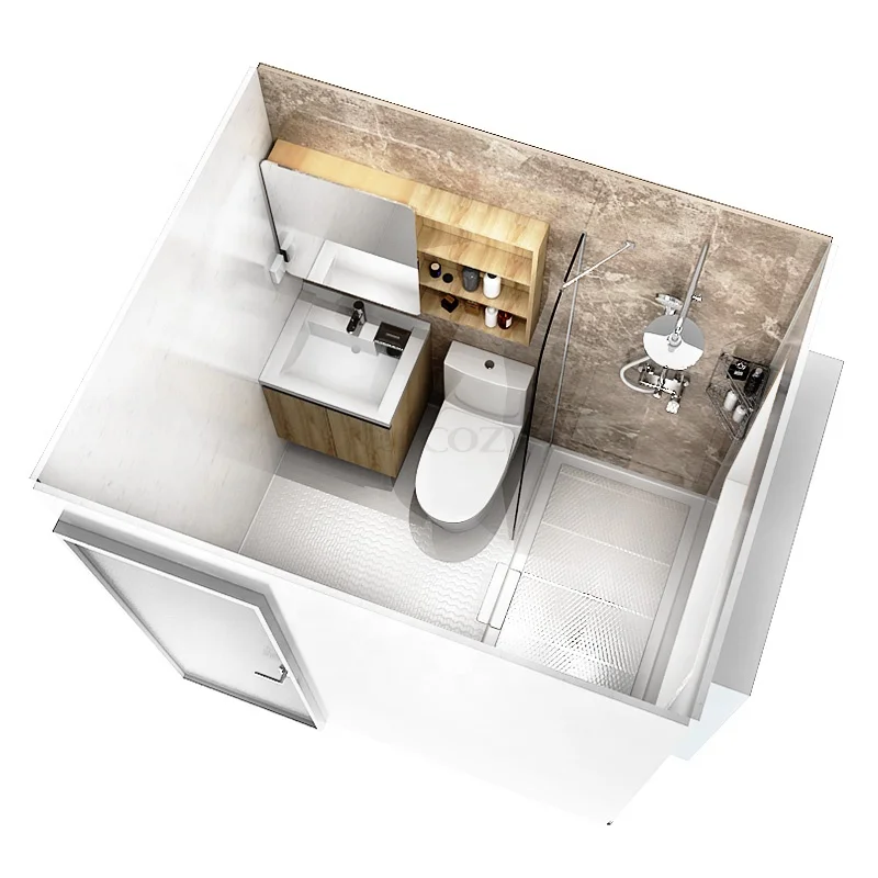 Integrated design for quick installation of prefab bathroom pod with toilet for hotel projects