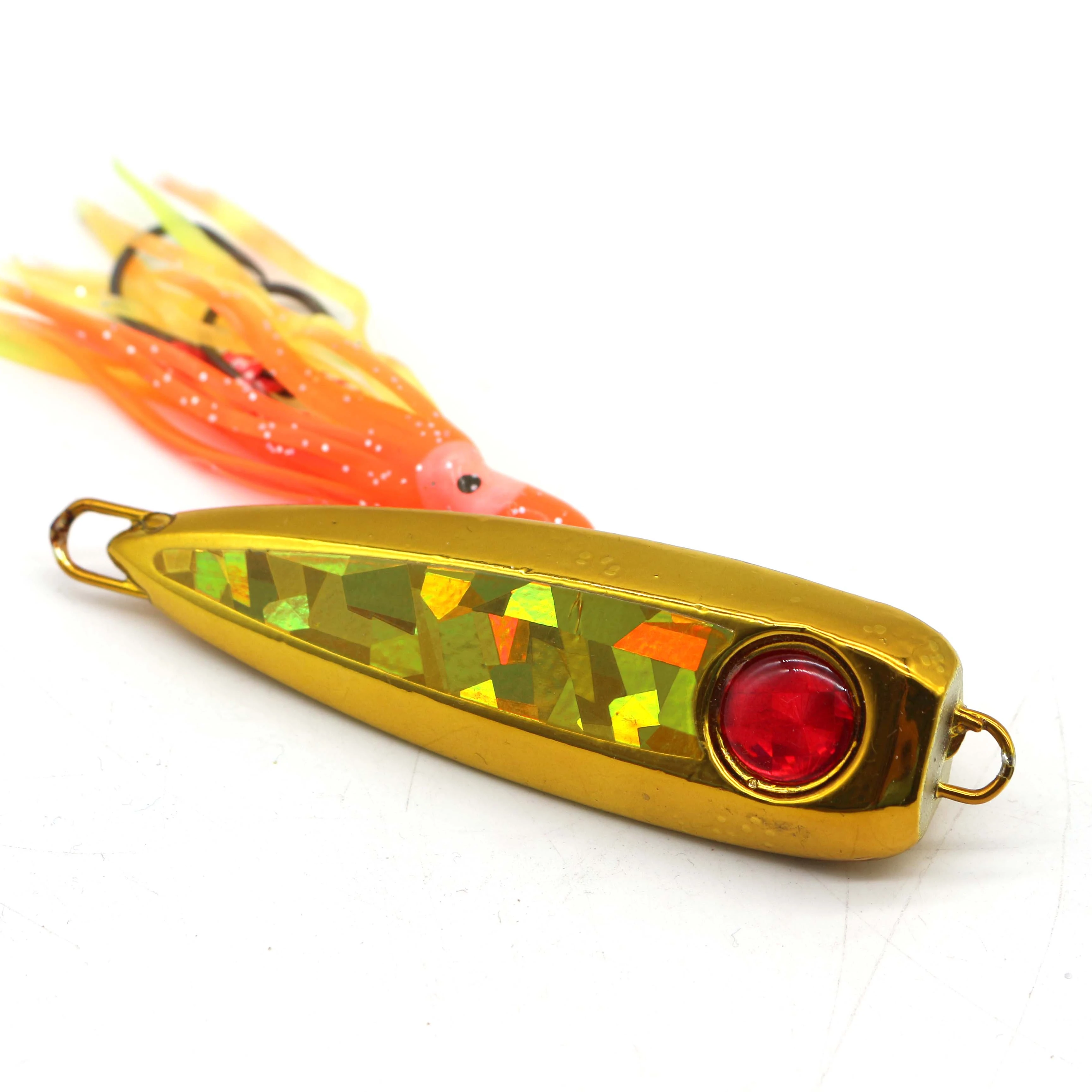 Custom deep sinking glow lead fish squid jig with BKK hook Kevlar line