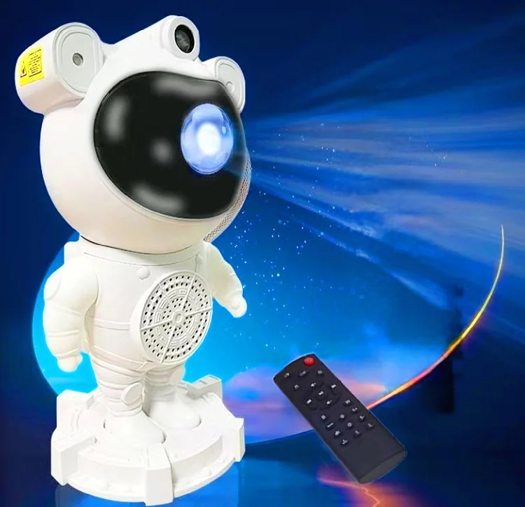 Kid Rechargeable Speaker Spaceman Astronaut Star Starry Projector Night Light Atmosphere Full Star Aurora Projection Decor Lamp