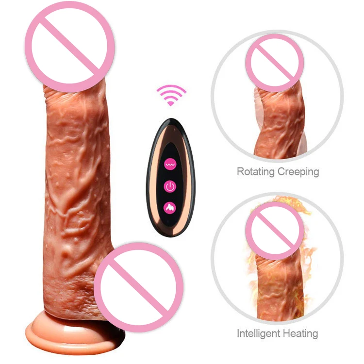 Thrusting Vibrating Heating Penis Artificial Vibrate Telescopic Realistic Texture Dildo Sex Toy Vibrator For Women