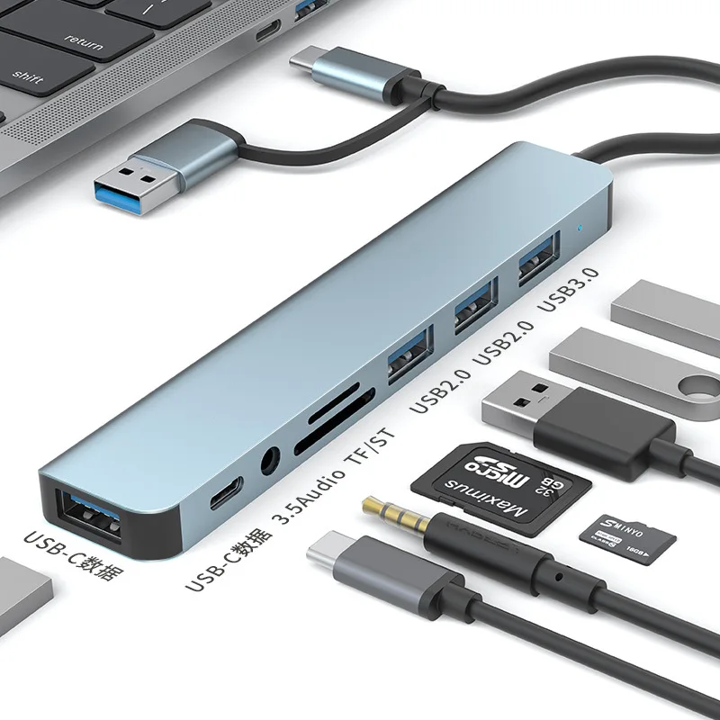 Two-drag eight usb expander High-speed hub 7-port docking splitter
