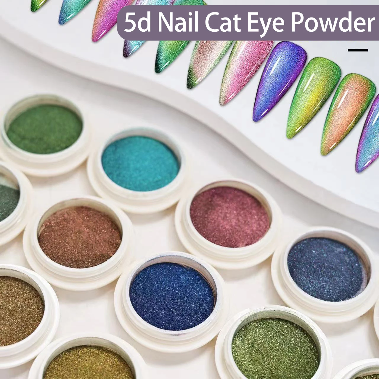 Wholesale 5D 15Colors Nail Art Color-changing Cat Eye Magnet Nail Powder magnetic Cat Eye pigment Cat Eye gel Chameleon