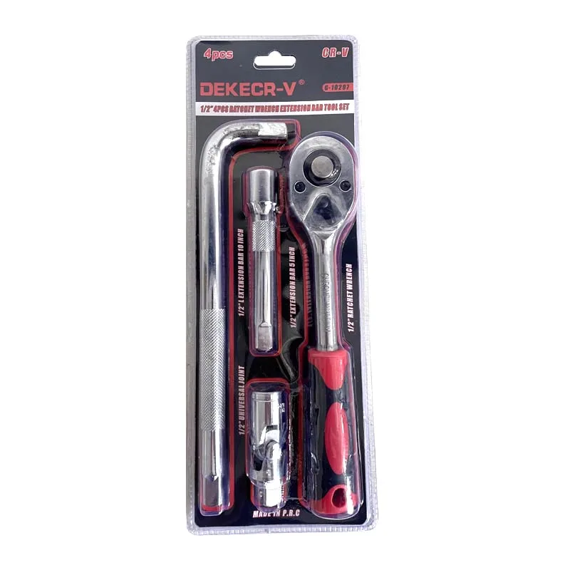 Factory Spot 4 Pcs Repair Bike Tool Kit Black Manganese Phosphate Bent Bar Joint Rod Ball Joint Ratchet Wrench Set