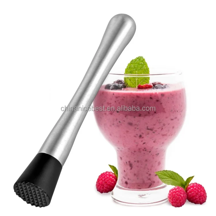 10 Inch Professional Stainless Steel Cocktail Muddler Bar Tool for Creating Mojito Fruit Drink Ice Crusher Stick