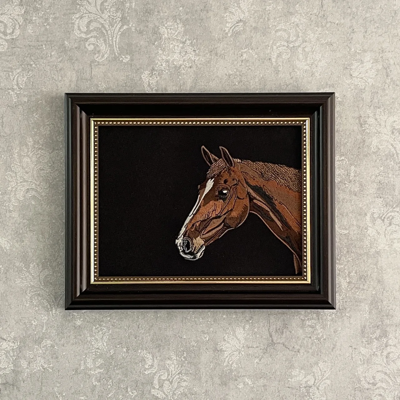 8' Modern Luxury Home Decor Accents Embroidery Art for Wall Hanging & Tabletop Chic Horse Design Framed Decorative Art