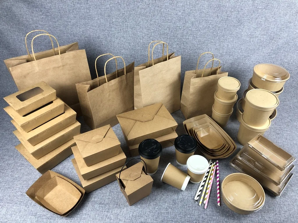 G25 15% off personalized kraft paper bag with handles square bottom brown reusable coffee fast food packaging wholesale
