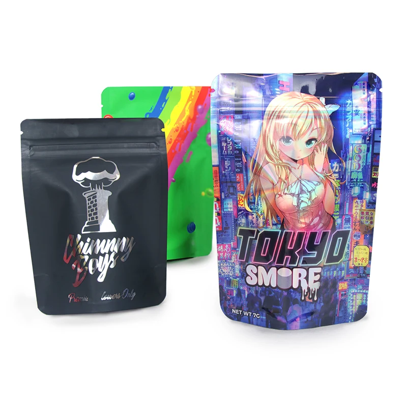 Custom Print 35 Mylar Bag for Gummies Childproof Zipper Bags Digital Print Smellproof Mylar Bags For Packing
