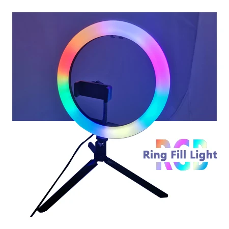 Massa 2020 10 дюймов диско dj сценический лазерный свет светодиодный проектор Вечерние огни Настольный штатив видео с пультом RGB Led мягкий кольцевой свет