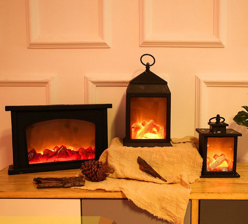 2021 New Arrival Led Flame Light Carbon Fire Home Lights Fireplace Christmas Decoration Portable Lantern Hanging Lamp