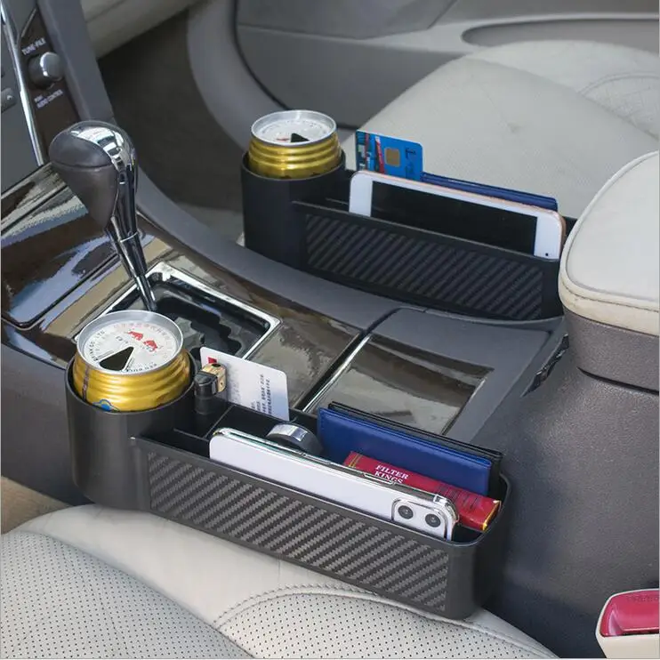 Universal Car Interior Seat Side Storage Box Gap Filler Organizer With Cup
