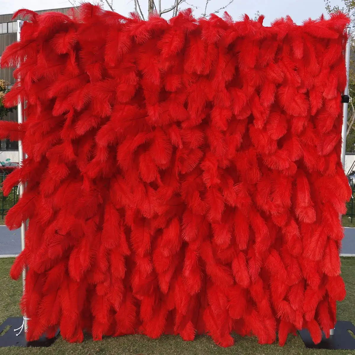 3d Red White Pink Feather Wall Backdrop Flower Wall Backdrop 8ft X 8ft Artificial Cloth Roll up Flower Wall Wedding Decoration
